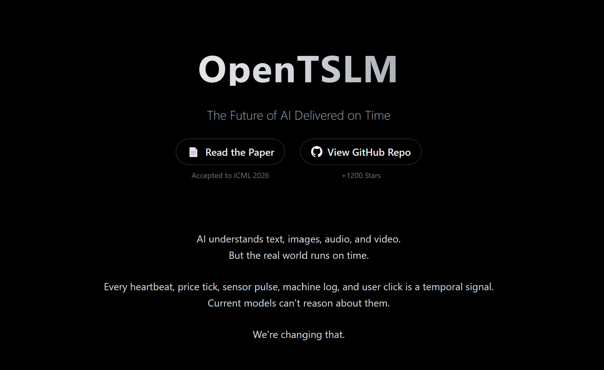 OpenTSLM website homepage